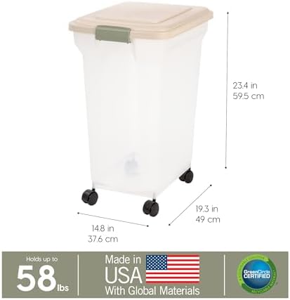 IRIS USA Dog Food Storage Container, Up to 58 lbs, Almond, Made in USA - Image 3