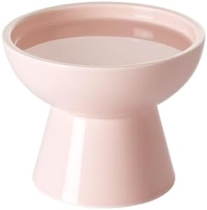 LoeJan Elevated Cat Food and Water Bowls Set, Pink - Raised Ceramic Anti-Vomit Whisker-Free Feeder for Kittens to Adult Cats by LoeJan