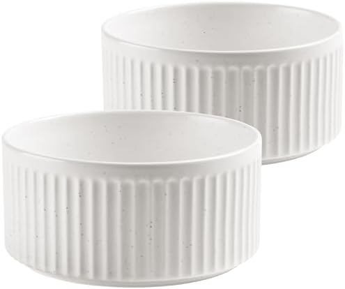 Non-Slip Ceramic Dog Bowls, 5" Dog Food and Water Bowl Set with Silicone Base, 16oz/2cups Weighted Flip-Proof Pet Feeding Bowl for Small Dogs and Cats (Small, White) - Image 2