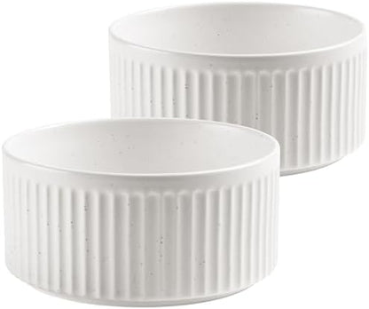 Non-Slip Ceramic Dog Bowls, 5" Dog Food and Water Bowl Set with Silicone Base, 16oz/2cups Weighted Flip-Proof Pet Feeding Bowl for Small Dogs and Cats (Small, White) - Image 2