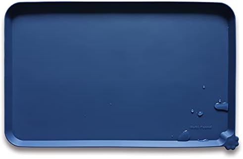 Hoki Found L Silicone Pet Food Mats with High Lips - Non Slip Cat Dog Bowl Placemats - Waterproof Cat Dog Feeding Mat - Indigo Ink by Hoki+Found