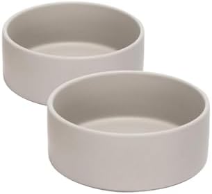 SPUNKYJUNKY 13.5OZ Ceramic Dog and Cat Bowl, Modern Cute Weighted Food Water Bowl for Replacement Grey (2 Pack) by SPUNKYJUNKY