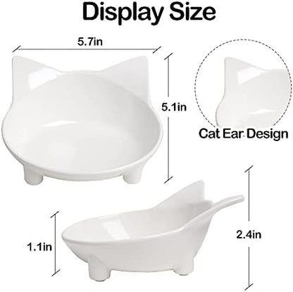 Cat Food Bowls, Non-Slip Shallow Wide Whisker Friendly Dishes for Indoor - Image 2
