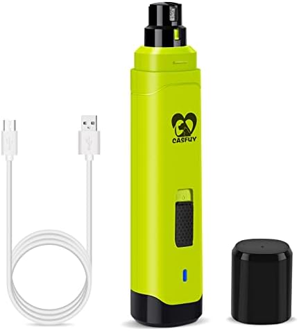 Casfuy Dog Nail Grinder Upgraded - Professional 2-Speed Whisper-Quiet Electric Pet Nail Trimmer Painless Paws Grooming & Smoothing for Small Medium Large Dogs & Cats (Green) by casfuy