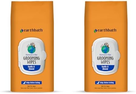earthbath Oatmeal & Aloe Grooming Wipes, Vanilla & Almond - 100 Ct, 2 Pack by earthbath