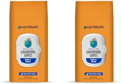 earthbath Oatmeal & Aloe Grooming Wipes, Vanilla & Almond - 100 Ct, 2 Pack by earthbath