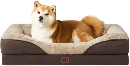 EHEYCIGA Orthopedic Dog Bed for Large Dog, Memory Foam Dog Couch, Brown by EHEYCIGA