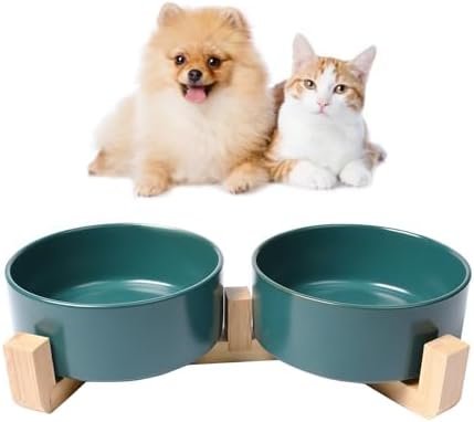 Elevated Ceramic Cat Bowl, Dog Bowl, 400 ml/13.5 oz Pet Food Bowls with Wood Stand Anti-Slip Design for Cat Dog - Image 4