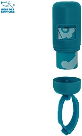Best Pet Supplies Dog Poop Bag Holder Leash Attachment with Reusable Dispenser for Travel, Walking, Park, and Outdoor Use, Durable with Clip-On - Turquoise, Pack of 2, Plastic Dispenser w/30 Bags - Image 2