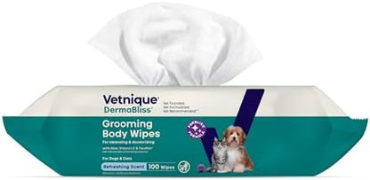 Vetnique DermaBliss Cat & Dog Grooming Wipes, Deodorizing Pet Wipes, 100ct - Image 3
