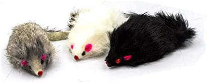 10 Giant Furry Mice with Catnip and Rattle Sound Made of Real Rabbit Fur Interactive Catch Play Mouse Toy for Cat, Pack of 10 Mice - Image 4