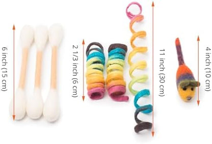 Glaciart One Indoor Catnip Cat Toy Pack - 7pc | Kitty Toys Include Wool Springs, Swabs & Mouse | for Activity, Exercise & Play | Filled w/Organic Catnip to Excite/Calm Pet | Great Gift Idea - Image 5