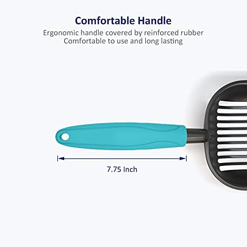 WePet Cat Litter Scoop, Non-Stick Plated Aluminum Alloy Sifter, Kitty Durable Metal Scooper, Deep Shovel, Long Handle, Kitten Pooper Lifter, Size Large, Coated Black Body with Turkish Blue Handle - Image 5