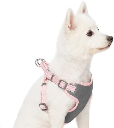 Blueberry Pet Pastel Colored Reflective Dog Harness with Seatbelt Clip – Adjustable No-Pull Pet Vest for Walking and Car Safety, Small Size in Baby Pink - Image 3