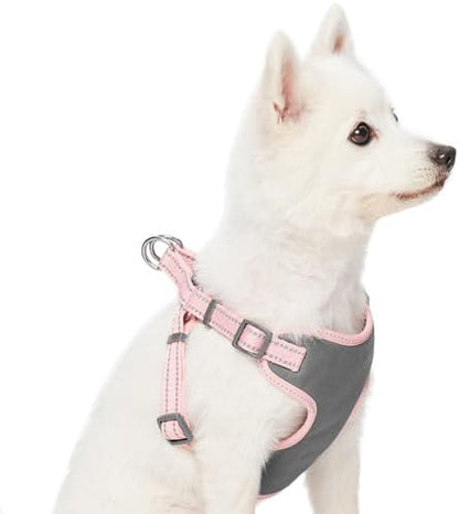 Blueberry Pet Pastel Colored Reflective Dog Harness with Seatbelt Clip – Adjustable No-Pull Pet Vest for Walking and Car Safety, Small Size in Baby Pink - Image 3