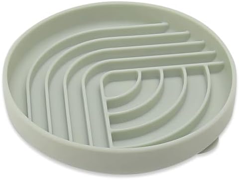 Slow Feeder Dog Bowls, Slowdown Bowl - Silicone Dog Feeding Bowls with Suction Cups for Puppies, Modern Lick Mat Design, Reduces Gulping, Dishwasher Fit, Mealtime Challenge, 7.5" x 1.3" Green by Unknown