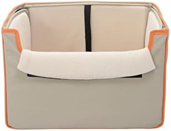 Precious Tails Collapsible Pet Booster Car Seat Box with Plush Fleece Cover, Cushion Insert and Foam Padded Panel - Foldable Carseat for Small Pet Dogs and Puppies Under 20 lbs, Khaki - Image 2