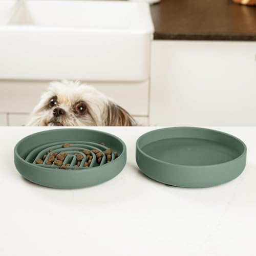 Slow Feeder Dog Bowl - Silicone Dog Bowl, Small, 6" x 1.25" - Spruce - Image 2