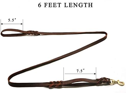 LWBMG Double Handle Leather Dog Leash 6 Foot - Heavy Duty Dog Leash with Traffic Handle - Braided Leather Lead for Small Medium Large Dogs - Image 6