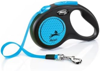 Flexi New Neon Tape Blue Small 5m Retractable Dog Leash/Lead for Dogs up to 15kgs/33lbs by Flexi