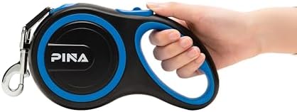 PINA Retractable Dog Leash, 26ft Dog Leash for Small Medium Large Dogs Up to 110lbs, 360° Tangle-Free Strong Reflective Nylon Tape, with Anti-Slip Handle, One-Handed Brake, Lock - Black Blue - Image 6