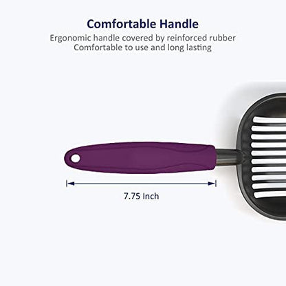 WePet Cat Litter Scoop, Non-Stick Plated Aluminum Alloy Sifter, Kitty Durable Metal Scooper, Deep Shovel, Long Handle, Kitten Pooper Lifter, Size Large, Coated Black Body with Violet Handle - Image 6