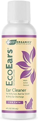 Vet Organics EcoEars Cat Ear Cleaner. Natural Multi-Action Formula. for Itch, Head Shaking, Discharge & Smell. Naturally Cleanses Away Common Problems. 100% Guaranteed (4 oz) by VetOrganics