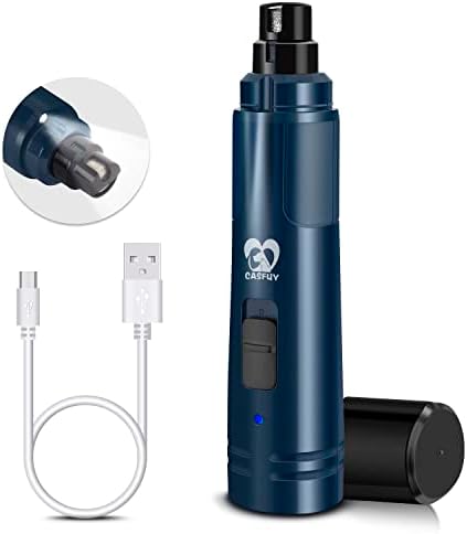Casfuy Dog Nail Grinder with LED Light - Upgraded 2-Speed Electric Pet Nail Trimmer Powerful Painless Paws Grooming & Smoothing for Small Medium Large Dogs & Cats (Dark Blue) by casfuy