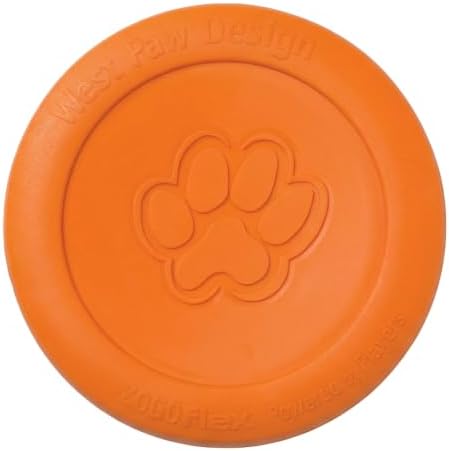 West Paw Zogoflex Zisc Dog Flying Disc, High Flying Aerodynamic Disc for Dogs Puppy – Lightweight, Floatable Disc for Fetch, Tug of War, Catch, Play – Doubles as Food/Water Bowl, Large 8.5", Tangerine by WestPaw