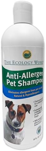 Anti-Allergen Pet Shampoo -Dog & Cat Dander Remover. Gentle Formula for Dry Sensitive Skin; Allergy Relief, The Ecology Works (16 Oz) by TheEcologyWorks