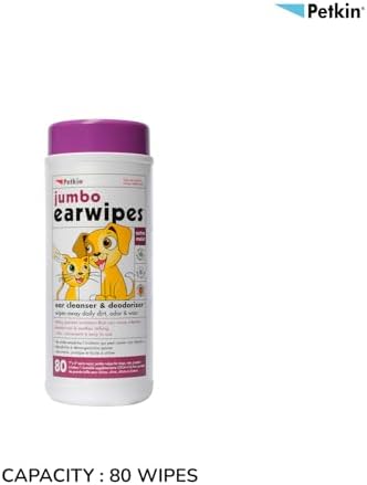 Petkin Jumbo Pet Ear Wipes, 80 Extra Moist Wipes - Soothing & Deodorizing Pet Ear Cleaner to Remove Dirt, Odor, & Wax - Safe, Convenient, & Easy to Use Pet Wipes for Dogs, Cats, Puppies & Kittens - Image 7