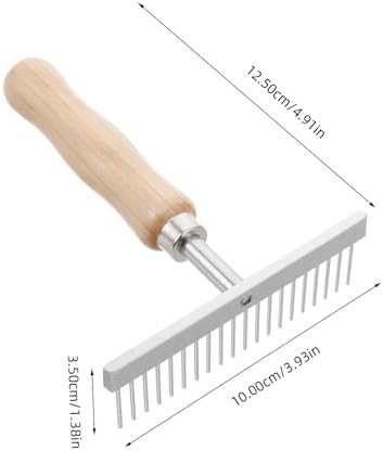 Toddmomy Horse Grooming Brush Wooden Handle Dematting Comb Stainless Steel Deshedding Tool for Horses Dogs Cows and Donkeys Ergonomic Grip 4.92 X 3.93 X 1.37 in - Image 4