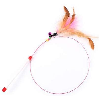 Feline Ruff Interactive Teaser Cat Wand Toy with Feathers and Bells. A Durable Wire Toy for Cats, Kittens, and Other Small Pets!