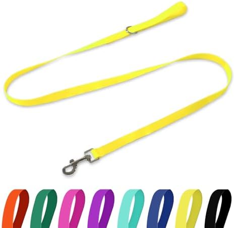 Waterproof Dog Leash, 5/6 FT Durable Odor-Proof Dog Leashes with Strong Metal Hooks Fits Small Medium or Large Dogs (Yellow, 5FT - 3/4 inch Width) by KiddingPets