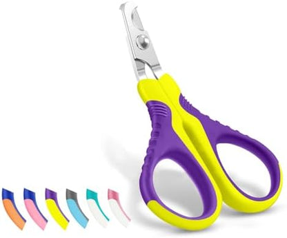 WePet Pet Nail Clippers U07.1, Professional Claw Trimmer, Bended Scissor Special for Cats, Kittens, Dogs, Puppies, Small Animals, Yellow/Purple by WePet