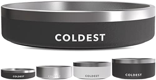 Coldest Dog Bowl - Anti Rust Metal, Non Slip, 3 Layers Insulated Stainless Steel Dog Bowls - Spill Proof & Heavy Duty - Water Bowl for Dogs, Cats & Pets, Dish Washer Safe (21 oz, Stealth Black) by Coldest
