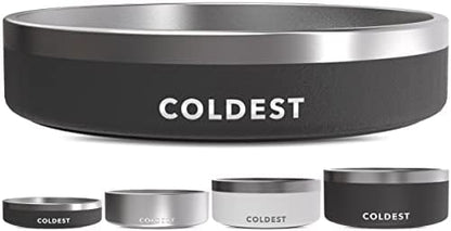 Coldest Dog Bowl - Anti Rust Metal, Non Slip, 3 Layers Insulated Stainless Steel Dog Bowls - Spill Proof & Heavy Duty - Water Bowl for Dogs, Cats & Pets, Dish Washer Safe (21 oz, Stealth Black) by Coldest