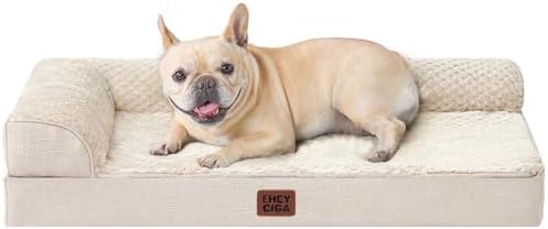 EHEYCIGA Orthopedic Dog Bed Medium Size, Memory Foam Dog Bed, Beige by EHEYCIGA