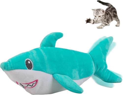 Pet Craft Supply Wiggle Pickle and Shimmy Shark Flipper Flopper Interactive Electric Realistic Flopping Wiggling Moving Fish Potent Catnip and Silvervine Cat Toy, Multi (8726), All Breed Sizes by PetCraftSupplyCo