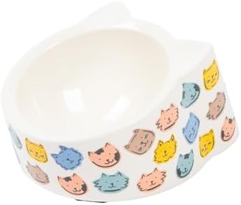 Kitty City Elevated Melamine Cat Bowl - Raised Tilted Dish for Food & Water, Sturdy Non-Slip Base, Non-Porous & Break Resistant, Dishwasher Safe, Indoor or Outdoor Pets – 5.4oz capacity, Colorful Cats - Image 2