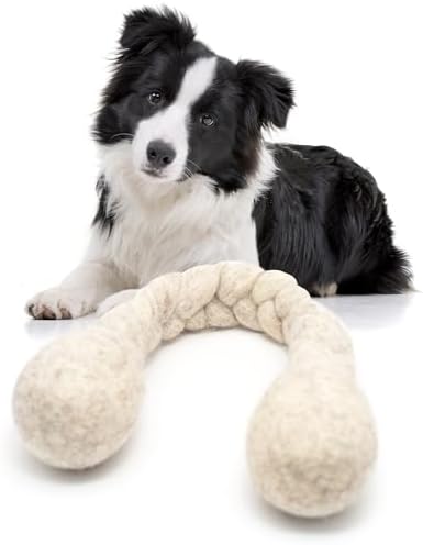 Glaciart One 15-Inch Dog Wool Rope Toy - Durable Chew Toys for Small and Medium Breeds - Natural, Plastic-Free, Non-Allergic - Long-Lasting Play and Activity Ball for Dogs, Indoors and Outdoors by GlaciartOne