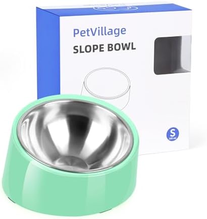 Tilted Dog Bowl Non-Slip & Non-Spill Pet Feeder with Elevated Detachable Melamine Stand, Easy to Get Food Dog Dish, S/100ml Green by Petvillage