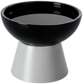 LoeJan Elevated Cat Food and Water Bowls Set, Extra Wide and Raised Ceramic Feeder, Anti-Vomit Whisker-Free Pressure Feeding Bowl for Kittens Adult Small Dogs (Black) by LoeJan