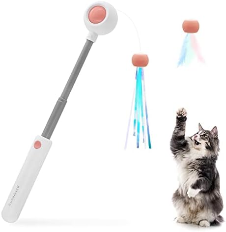 Andiker Cat Teaser Stick, Retractable Cat Wand with Replacement Head, Cat Feather Toy, Cat Interactive Toy for Indoor Cats for Relief Boredom and Exercise (Pink) by Andiker-ServingforYou