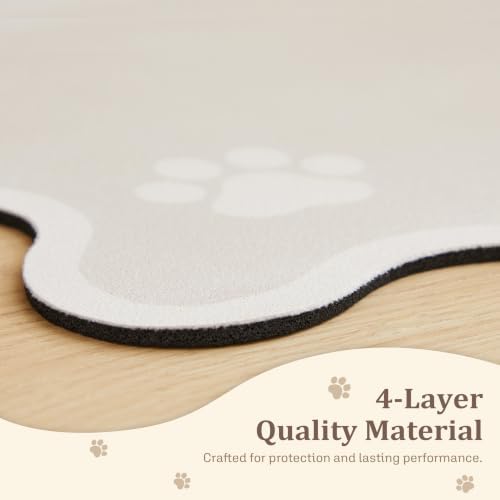 Scalloped Dog Feeding Mat, Absorbent Bowl Placemat, Beige - Image 6