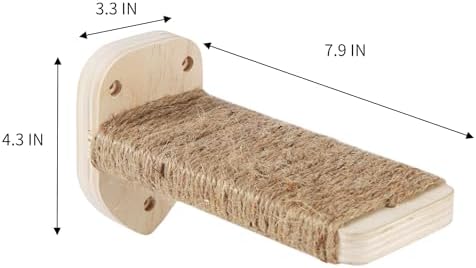 3-in-1 Cat Climbing Wall Steps with Hemp Rope, Shelves and Perches, Scratching Pads for Cats Playing and Climbing (Wood) - Image 3