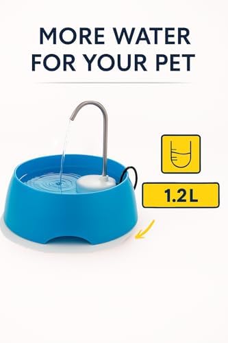 Aqua MINI Portable Pet Water Fountain - Automatic Drinking Bowl for Cats and Dogs - Stainless Steel Faucet - Replaceable Filters - Easy Cleaning - Ideal for Multiple Pets - 1.2L/42 fl oz - Blue - Image 2
