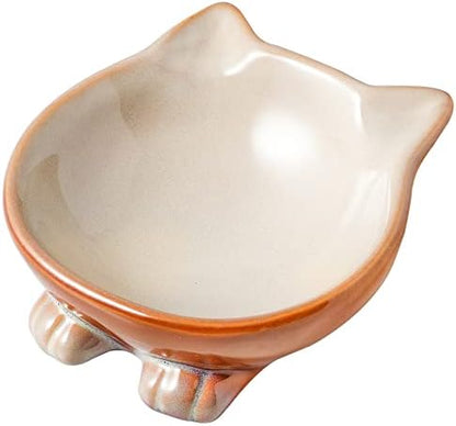 Nihow Ceramic Basic Cat Bowls: 5 Inch Cat Bowl for Food & Water - Food Grade Cat Dish for Small-Sized Cat - Microwave & Dishwasher Safe -Elegant Brown (4.25 OZ /1 PC) by Nihow