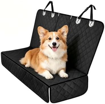 Dog Car Seat Cover for Back Seat, Waterproof Non-Slip Automotive Pet Bench Seat Pad Cover, Soft Vehicle Dog Middle Armrest Pet Backseat Bed Mat Protector, Universal Fit (Black) by Guilcam