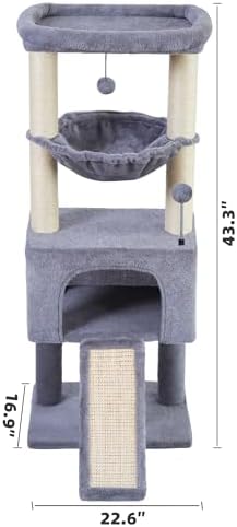 ROYPET Fashion Design 43.3" Cat Trees with Cat Houses,Grey - Image 2